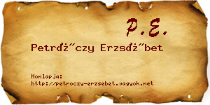 Petróczy Erzsébet névjegykártya