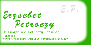 erzsebet petroczy business card